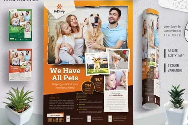 Free Pet Shop Flyer Templates – Free PSD, Ai, Word ( Doc ), InDesign Formats Download
